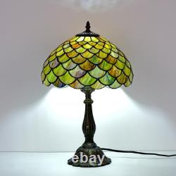 Tiffany Style Table Lamp Vintage Stained Glass Desk Lamp Mable Gradient Green