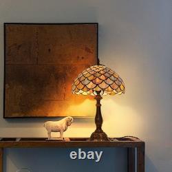 Tiffany Style Table Lamp Vintage Stained Glass Desk Lamp Mable Gradient Green