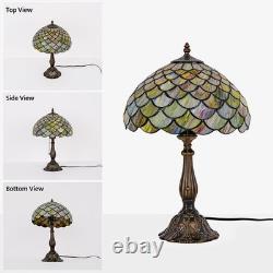Tiffany Style Table Lamp Vintage Stained Glass Desk Lamp Mable Gradient Green