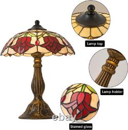 Tiffany Style Table Lamp, Vintage Style Desk Lamp with Stained Glass Shade, Mid