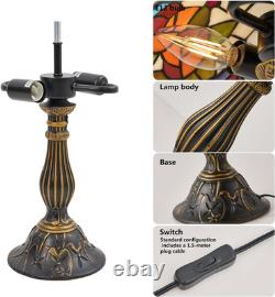Tiffany Style Table Lamp, Vintage Style Desk Lamp with Stained Glass Shade, Mid