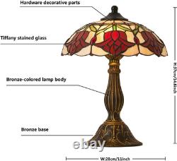 Tiffany Style Table Lamp, Vintage Style Desk Lamp with Stained Glass Shade, Mid