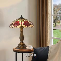 Tiffany Style Table Lamp, Vintage Style Desk Lamp with Stained Glass Shade, Mid