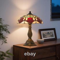 Tiffany Style Table Lamp, Vintage Style Desk Lamp with Stained Glass Shade, Mid