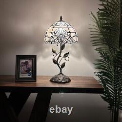 Tiffany Style Table Lamp White Stained Glass Baroque Style LED Bulb 20H10'W