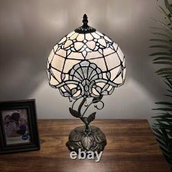 Tiffany Style Table Lamp White Stained Glass Baroque Style LED Bulb 20H10'W