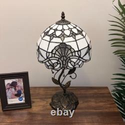 Tiffany Style Table Lamp White Stained Glass Baroque Style LED Bulb 20H10'W
