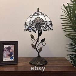 Tiffany Style Table Lamp White Stained Glass Baroque Style LED Bulb 20H10'W