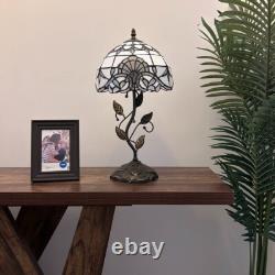 Tiffany Style Table Lamp White Stained Glass Baroque Style LED Bulb 20H10'W
