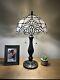 Tiffany Style Table Lamp White Stained Glass Baroque Style Led Bulb Include H22