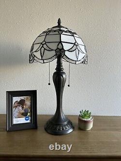 Tiffany Style Table Lamp White Stained Glass Baroque Style LED Bulb Include H22