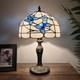 Tiffany Style Table Lamp White Stained Glass Blue Flowers Led Blub 12w12d19h
