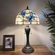 Tiffany Style Table Lamp White Stained Glass Blue Flowers Led Bulbs 12w12d22h