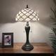 Tiffany Style Table Lamp White Stained Glass Crystal Bean Led Bulbs 12'w12d22h