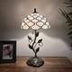 Tiffany Style Table Lamp White Stained Glass Crystal Beans Led Bulb 20h10w