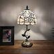 Tiffany Style Table Lamp White Stained Glass Flowers Led Bulb 8w8d16h