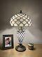 Tiffany Style Table Lamp White Stained Glass Mother-daughter Vase Led Bulbs H22