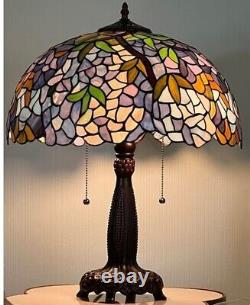 Tiffany Style Table Lamp Wisteria Stained Glass Vintage Bedside Reading Light