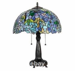 Tiffany Style Table Lamp Wisteria Stained Glass Vintage Bedside Reading Light