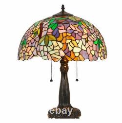 Tiffany Style Table Lamp Wisteria Stained Glass Vintage Bedside Reading Light