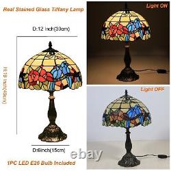 Tiffany Style Table Lamp for Living Room Hummingbirds Flower Stained Glass Be