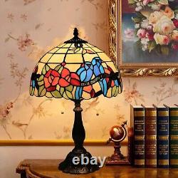 Tiffany Style Table Lamp for Living Room Hummingbirds Flower Stained Glass Be