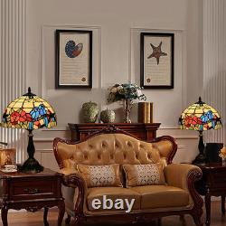 Tiffany Style Table Lamp for Living Room Hummingbirds Flower Stained Glass Bedsi
