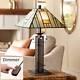 Tiffany Style Table Lamp With Dimmer Wrought Iron Stained Glass For Living Room