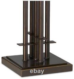 Tiffany Style Table Lamp with Dimmer Wrought Iron Stained Glass for Living Room