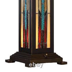 Tiffany Style Table Lamp with Nightlight Mission Bronze Art Glass Living Room