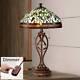 Tiffany Style Table Lamp With Table Top Dimmer Leaf Vine Art Glass Living Room