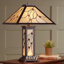 Tiffany Style Table Lamp with Table Top Dimmer Nightlight Bronze for Living Room