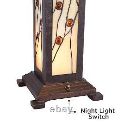 Tiffany Style Table Lamp with Table Top Dimmer Nightlight Bronze for Living Room