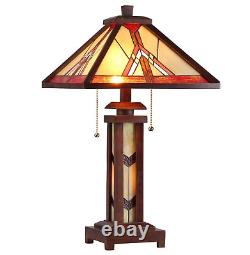 Tiffany Style Table Mission Desk Lamp Luxury 2 Light Decor Stained Glass Theme