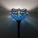 Tiffany Style Torch Floor Lamp Blue Stained Glass Dragonfly Led Bulb H66w12