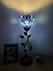 Tiffany Style Torch Table Lamp Blue Stained Glass Baroque Style Usb Ports H20