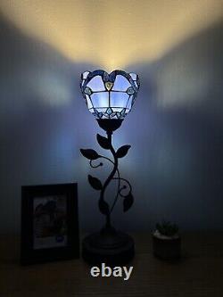 Tiffany Style Torch Table Lamp Blue Stained Glass Baroque Style USB Ports H20