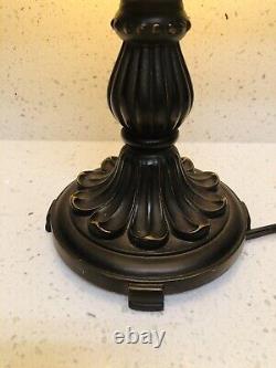 Tiffany Style Torch Table Lamp Brown Gold Stained Glass