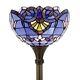 Tiffany Style Torchiere Floor Lamp Blue Peach Jewel Stained Glass Shade 66 High