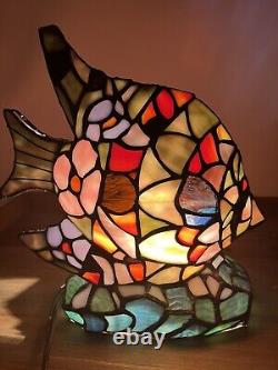 Tiffany Style Tropical Fish-Stained Glass Accent Tale Night Light Lamp