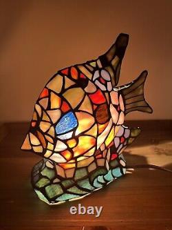 Tiffany Style Tropical Fish-Stained Glass Accent Tale Night Light Lamp