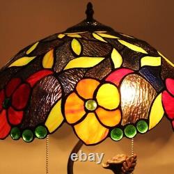 Tiffany Style Unusual Flower Stained Glass Table Bedroom Office Desk Lamp 2 Bulb