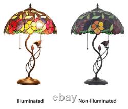 Tiffany Style Unusual Flower Stained Glass Table Bedroom Office Desk Lamp 2 Bulb