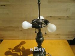 Tiffany-Style Very Heavy 3-D Floral Pattern 26.5 Stained Glass TB Lamp #E181987