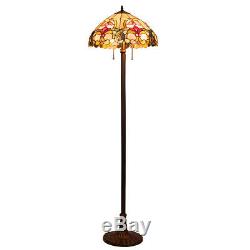 Tiffany-Style Victorian 2 Light Floor Lamp with 18 Stained Glass Shade Home Décor