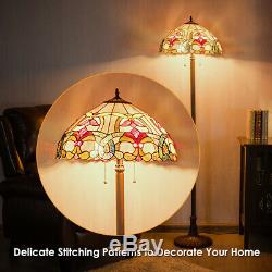 Tiffany-Style Victorian 2 Light Floor Lamp with 18 Stained Glass Shade Home Décor