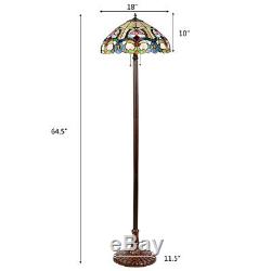 Tiffany-Style Victorian 2 Light Floor Lamp with 18 Stained Glass Shade Home Décor