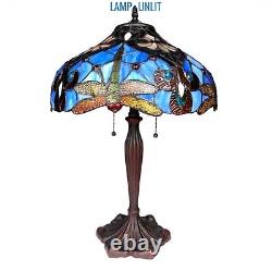 Tiffany Style Victorian 2 Light Table Lamp Dragonfly Multicolor Stained Glass