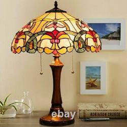 Tiffany-Style Victorian 2-Light Table Lamp with 16 Stained Shade