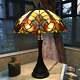 Tiffany Style Victorian 2 Light Antique Bronze Table Lamp Brown Stained Glass